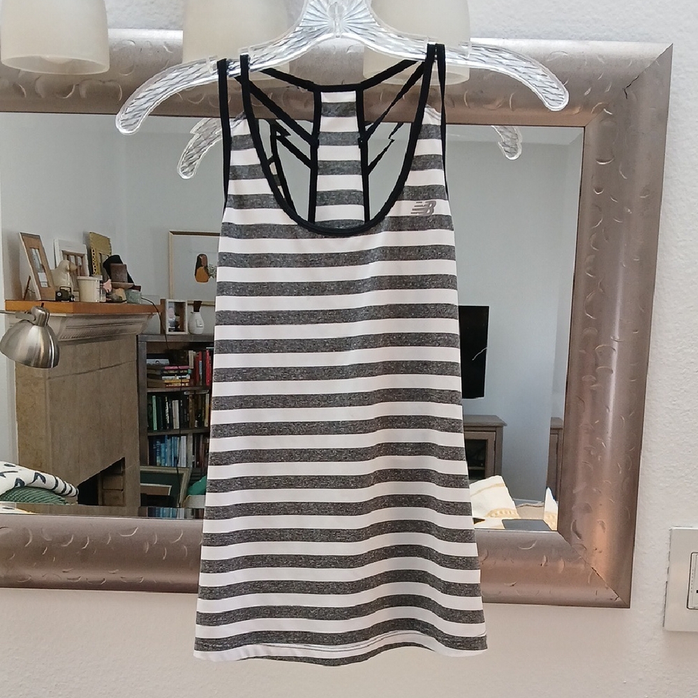 🩷3 FOR $15🩷 New Balance Gray and White Striped Sleeveless Backless Tank Top